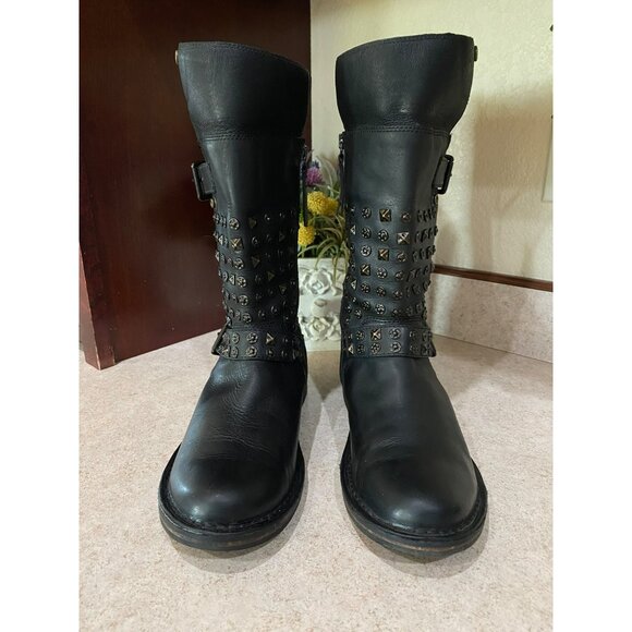 UGG Conor Studs Black Leather Mid-Calf Boots Womens Size 9 With Decorative Studs - Picture 10 of 11